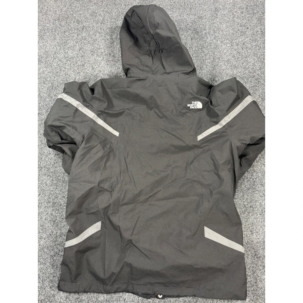 The North Face HyVent Rain Jacket Youth XL Black Hooded Reflective Coat